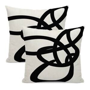 New: Black And White Pillow Covers (2 pack); 22X22" boho; geometric,